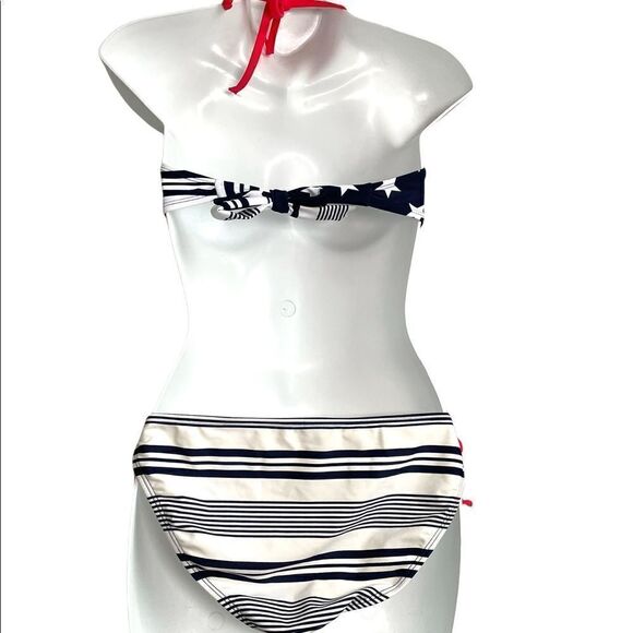 Old Navy Stars Stripes Bikini Set Junior Medium Red White Blue Summer Re… - Picture 2 of 14